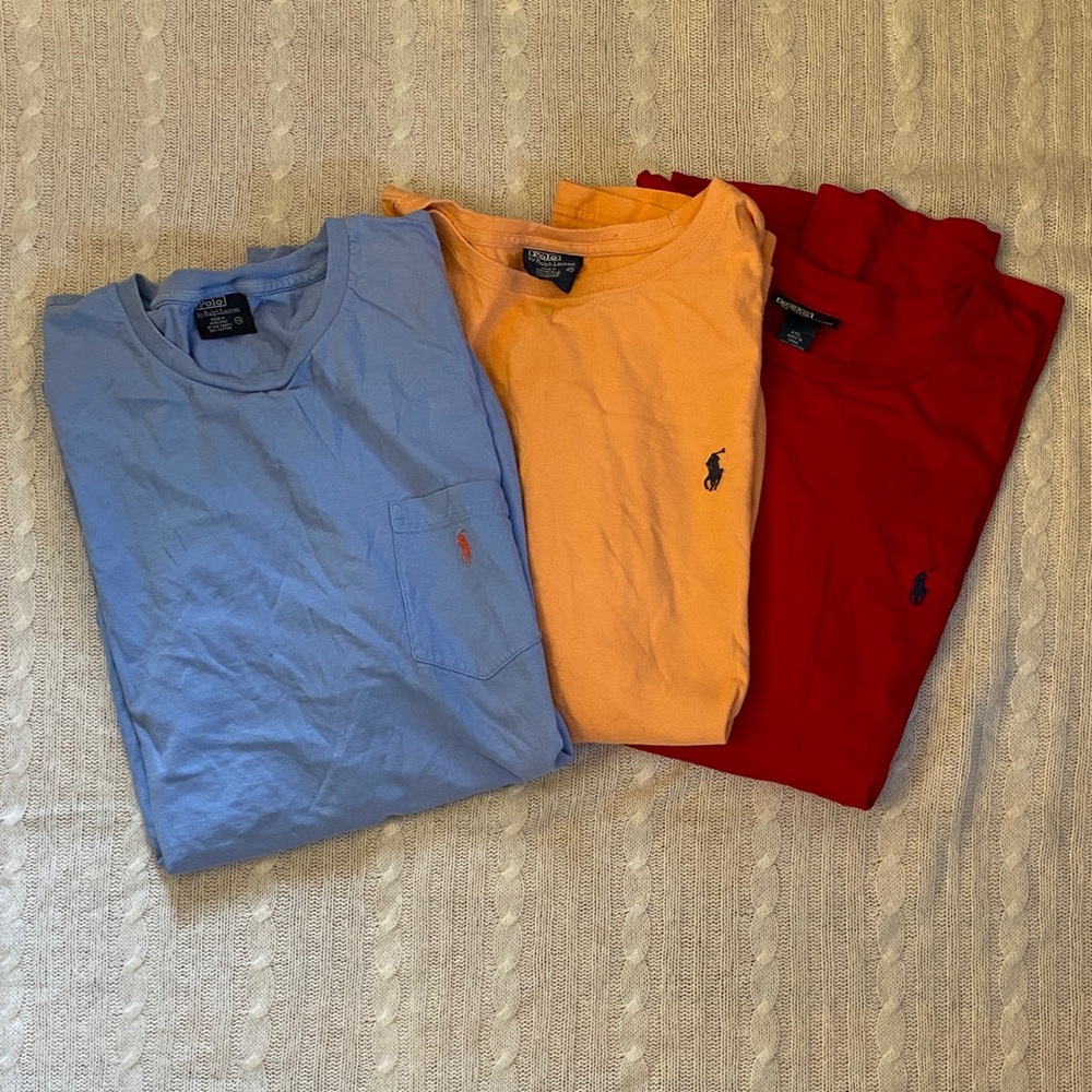 Polo by Ralph Lauren Men's short Sleeve Tees - Light Blue, Orange, Red